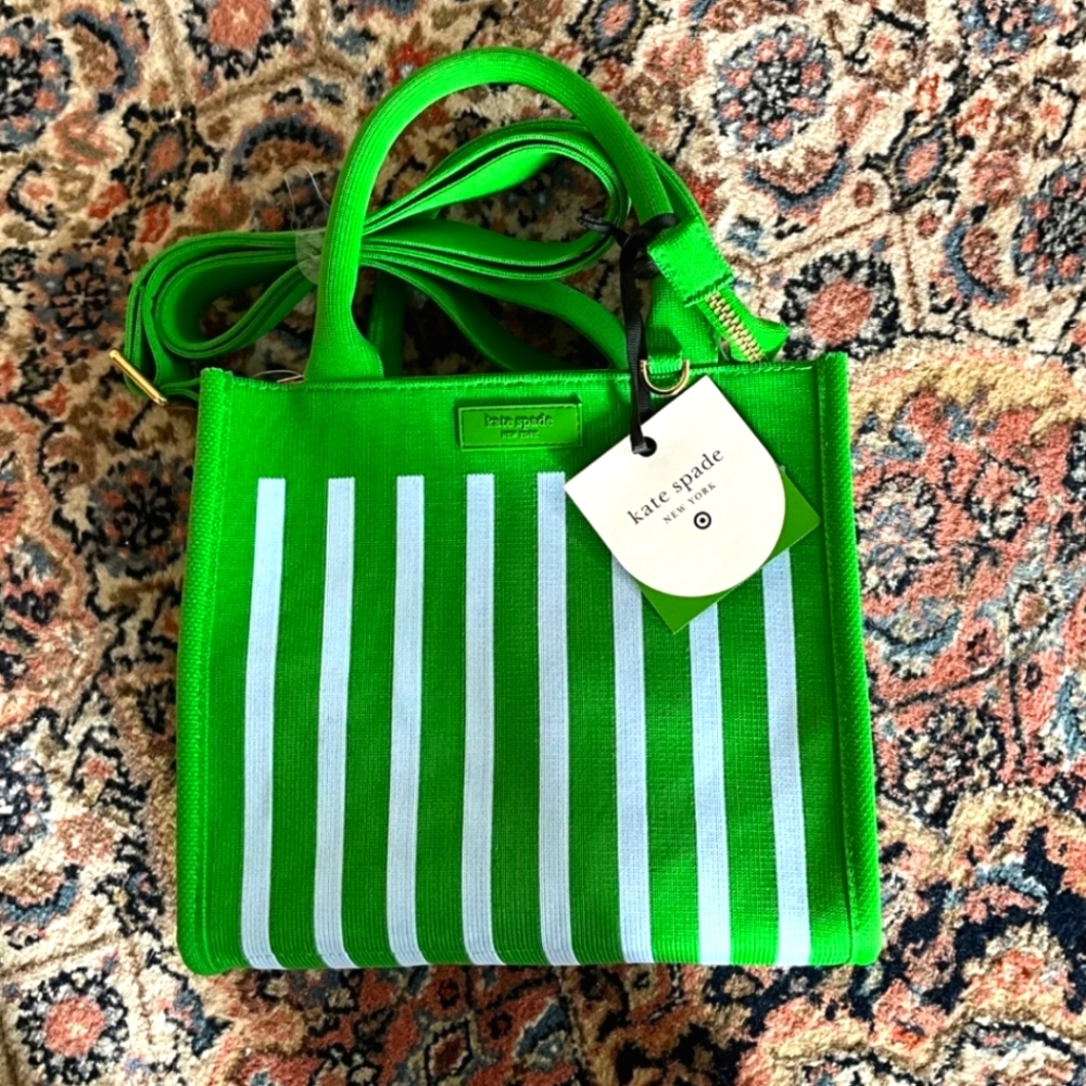 Kate Spade New York x Target Green Blue Stripe Knit Crossbody Bag